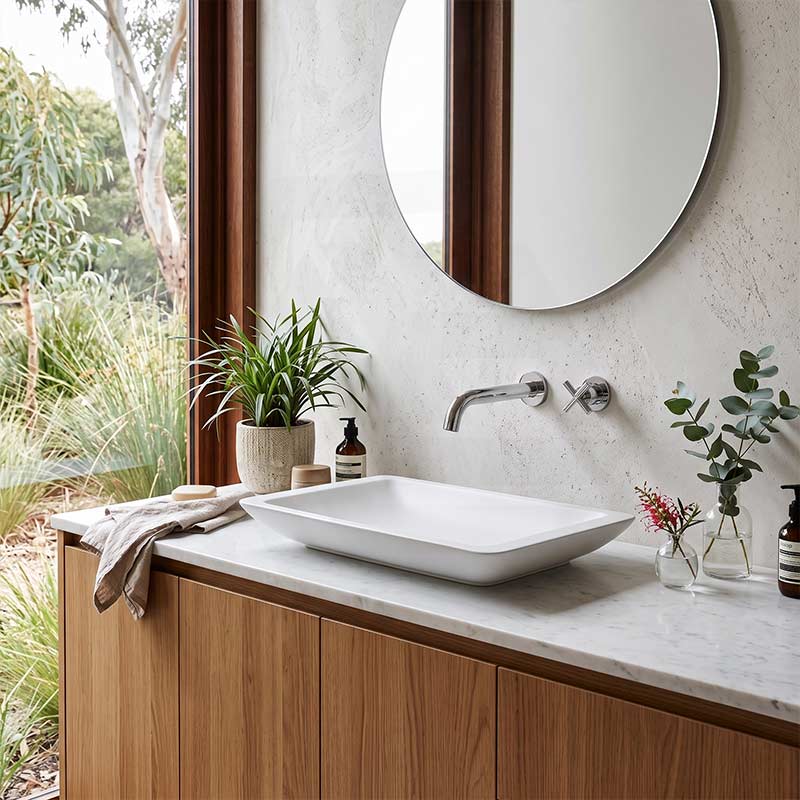 Fienza Classique Solid Surface Rectangle Above Counter Basin 600x345x105mm  - Variant Colour