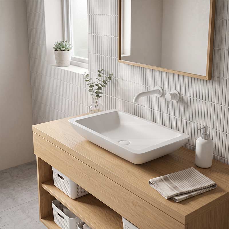 Fienza Classique Solid Surface Rectangle Above Counter Basin 600x345x105mm  - Variant Colour