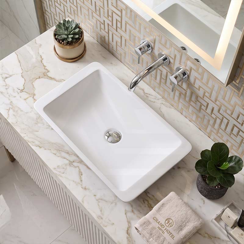 Fienza Classique Solid Surface Rectangle Above Counter Basin 600x345x105mm  - Variant Colour