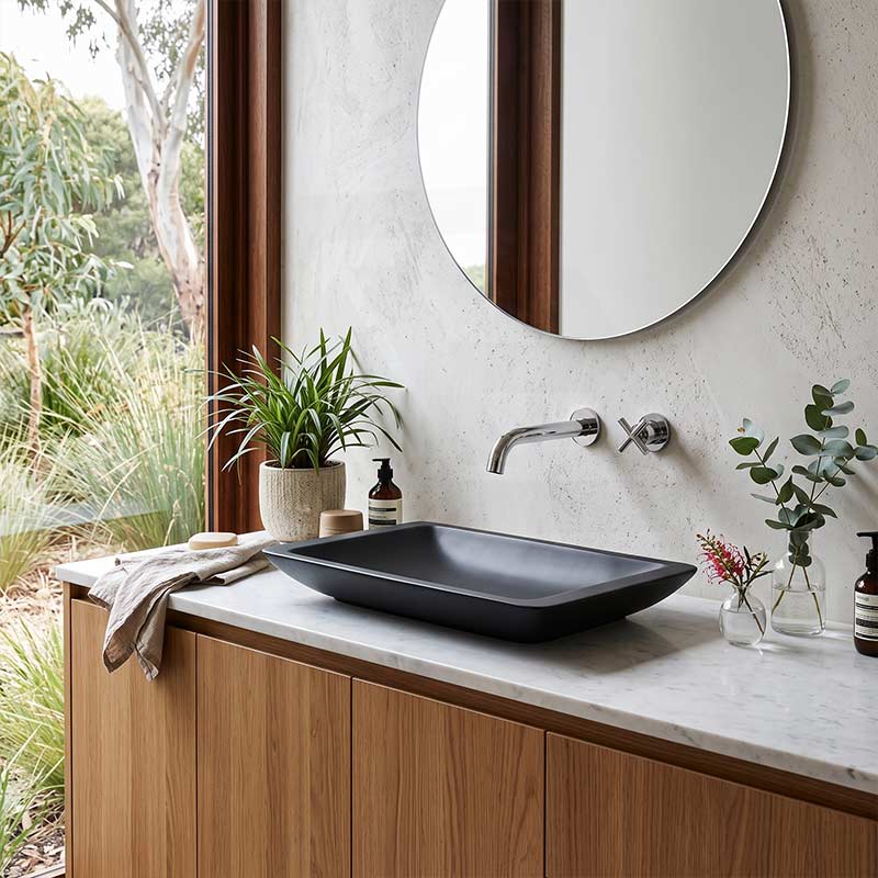 Fienza Classique Solid Surface Rectangle Above Counter Basin 600x345x105mm  - Variant Colour