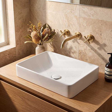 Fienza Kados Solid Surface Inset Basin 450x330x80mm - Matt White