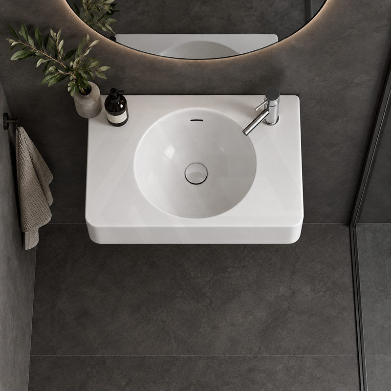 Fienza Encanto Solid Surface Wall Hung Basin Tap Hole Available 470-1200mm - Matt White