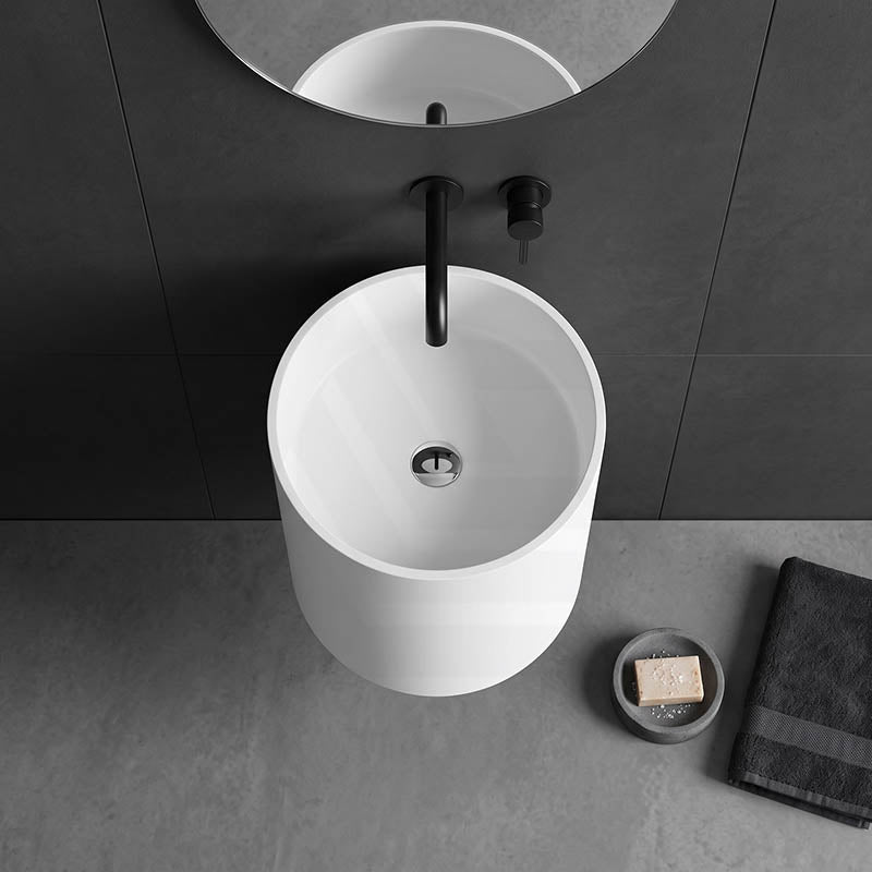 Fienza Livo Round Solid Surface Wall Hung Basin 430x400x400mm - Matt White