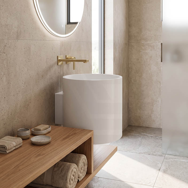Fienza Livo Round Solid Surface Wall Hung Basin 430x400x400mm - Matt White