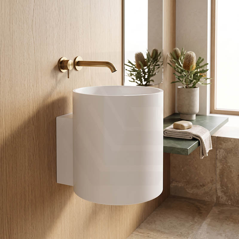 Fienza Livo Round Solid Surface Wall Hung Basin 430x400x400mm - Matt White