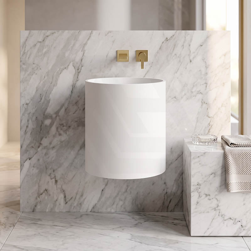 Fienza Livo Round Solid Surface Wall Hung Basin 430x400x400mm - Matt White