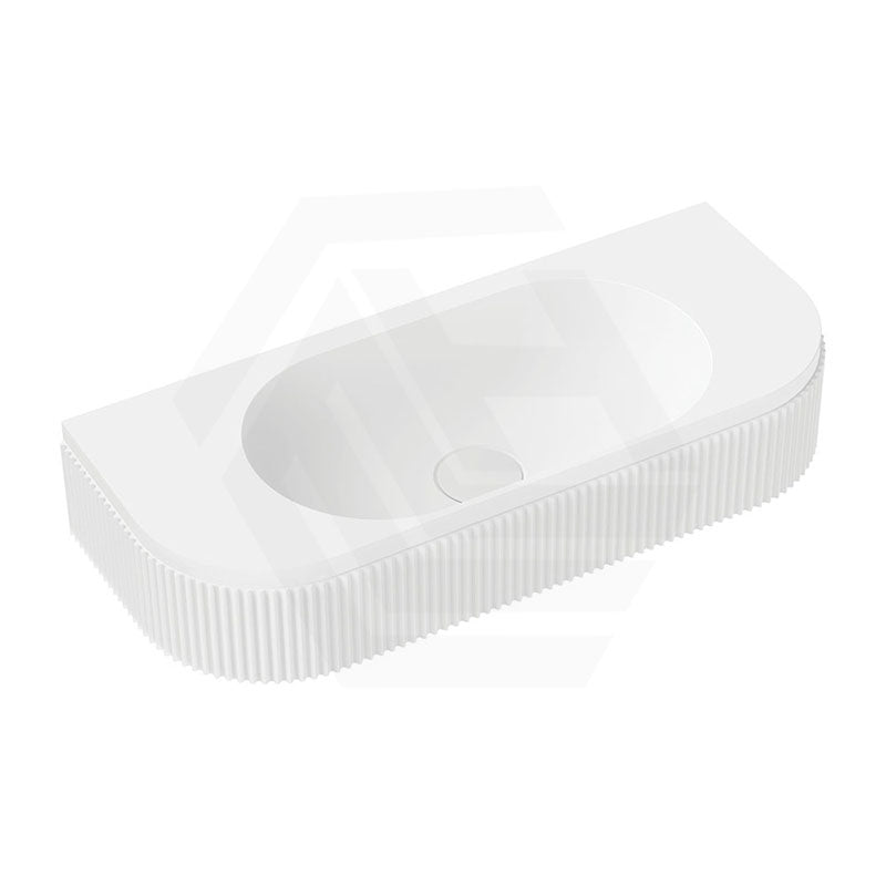 650x270x120mm Fienza Minka Matt White Solid Surface Wall Hung Basin Tap Hole Available