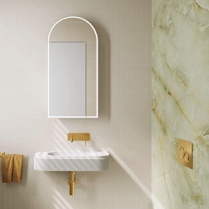 650x270x120mm Fienza Minka Matt White Solid Surface Wall Hung Basin Tap Hole Available