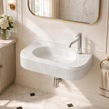 Fienza Minka Solid Surface Wall Hung Basin Tap Hole Available 650x270x120mm - Matt White