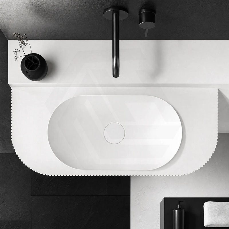 Fienza Minka Solid Surface Wall Hung Basin Tap Hole Available 650x270x120mm - Matt White
