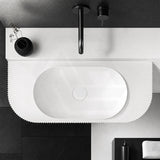 Fienza Minka Solid Surface Wall Hung Basin Tap Hole Available 650x270x120mm - Matt White