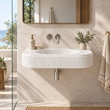 Fienza Minka Solid Surface Wall Hung Basin Tap Hole Available 650x270x120mm - Matt White