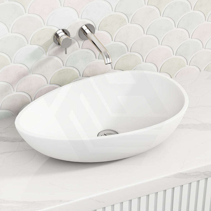 Fienza Livo Oval Solid Surface Above Counter Basin 600x357x160mm - Matt White