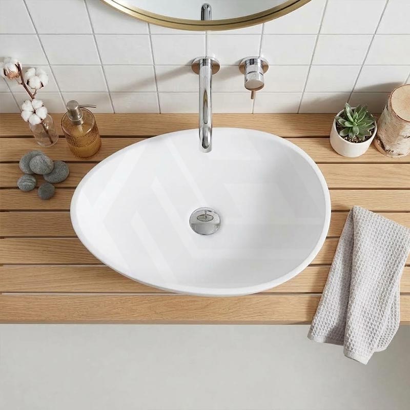 Fienza Livo Oval Solid Surface Above Counter Basin 600x357x160mm - Matt White