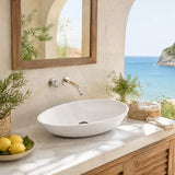 Fienza Livo Oval Solid Surface Above Counter Basin 600x357x160mm - Matt White