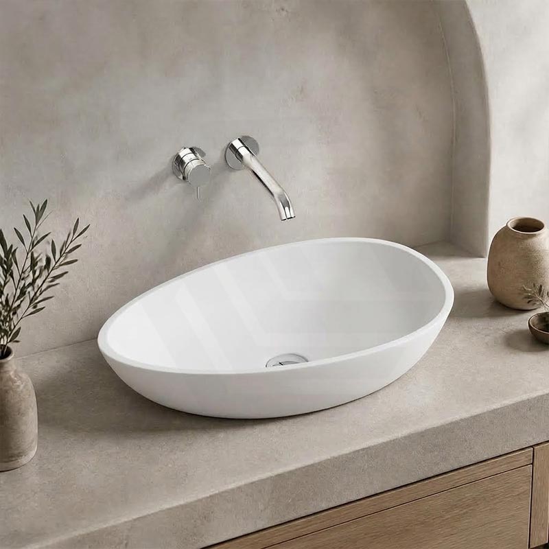 Fienza Livo Oval Solid Surface Above Counter Basin 600x357x160mm - Matt White