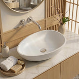 Fienza Livo Oval Solid Surface Above Counter Basin 600x357x160mm - Matt White