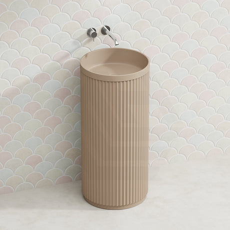 Fienza Minka Solid Surface Freestanding Basin Non-Overflow 450x450x900mm - Variant Colour