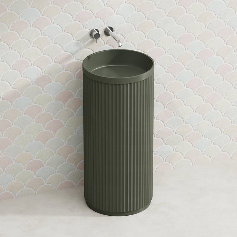 Fienza Minka Solid Surface Freestanding Basin Non-Overflow 450x450x900mm - Variant Colour