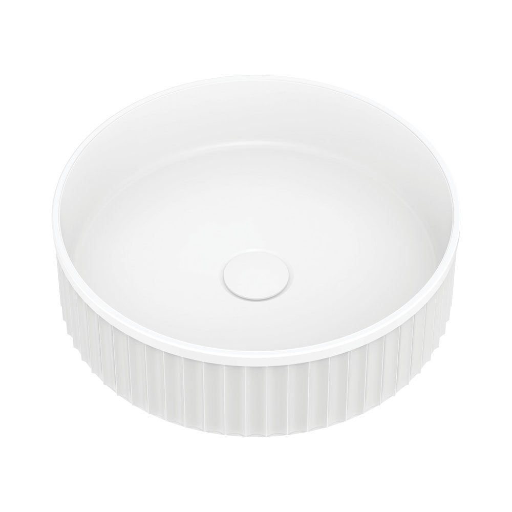400x400x120mm Fienza Minka Round Solid Surface Above Counter Basin Matt White