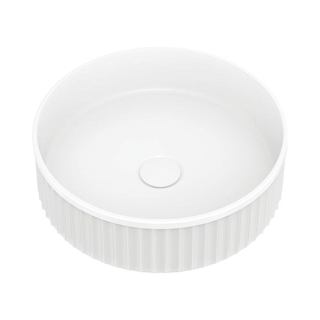 400x400x120mm Fienza Minka Round Solid Surface Above Counter Basin Matt White