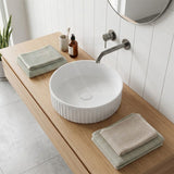Fienza Minka Round Fluted Solid Surface Above Counter Basin 400x400x120mm - In Various Colour