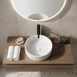 Fienza Minka Round Fluted Solid Surface Above Counter Basin 400x400x120mm - In Various Colour