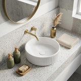 Fienza Minka Round Fluted Solid Surface Above Counter Basin 400x400x120mm - In Various Colour
