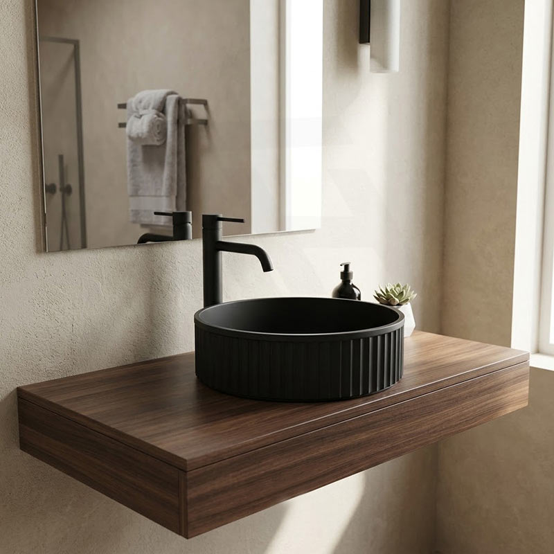 Fienza Minka Round Fluted Solid Surface Above Counter Basin 400x400x120mm - In Various Colour
