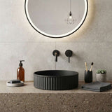 Fienza Minka Round Fluted Solid Surface Above Counter Basin 400x400x120mm - In Various Colour