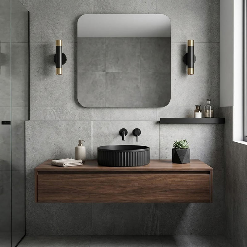 Fienza Minka Round Fluted Solid Surface Above Counter Basin 400x400x120mm - In Various Colour