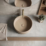 Fienza Minka Round Fluted Solid Surface Above Counter Basin 400x400x120mm - In Various Colour