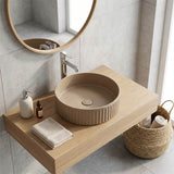 Fienza Minka Round Fluted Solid Surface Above Counter Basin 400x400x120mm - In Various Colour