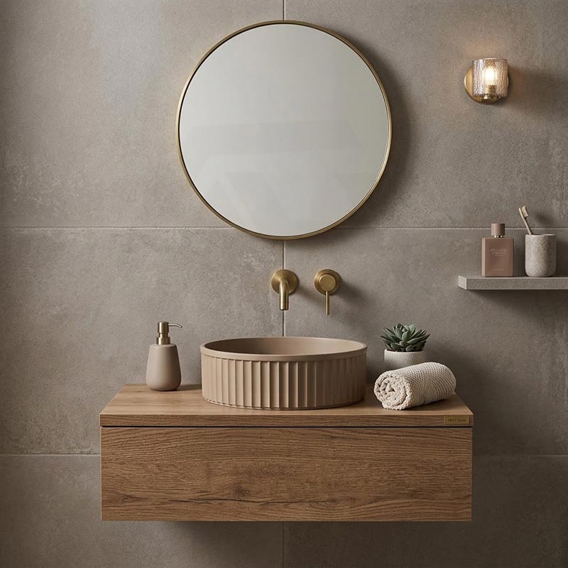 Fienza Minka Round Fluted Solid Surface Above Counter Basin 400x400x120mm - In Various Colour