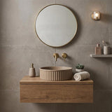 Fienza Minka Round Fluted Solid Surface Above Counter Basin 400x400x120mm - In Various Colour