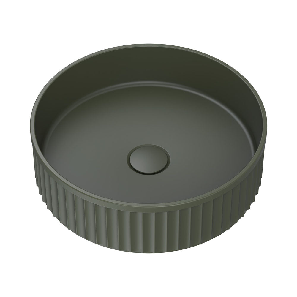 400x400x120mm Fienza Minka Round Solid Surface Above Counter Basin Forest Green