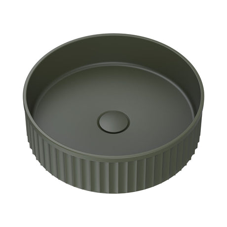 400x400x120mm Fienza Minka Round Solid Surface Above Counter Basin Forest Green