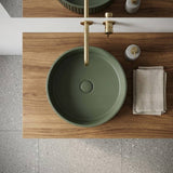 Fienza Minka Round Fluted Solid Surface Above Counter Basin 400x400x120mm - In Various Colour