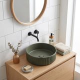Fienza Minka Round Fluted Solid Surface Above Counter Basin 400x400x120mm - In Various Colour