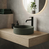 Fienza Minka Round Fluted Solid Surface Above Counter Basin 400x400x120mm - In Various Colour