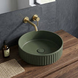 Fienza Minka Round Fluted Solid Surface Above Counter Basin 400x400x120mm - In Various Colour