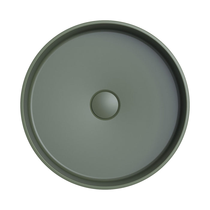 400x400x120mm Fienza Minka Round Solid Surface Above Counter Basin Forest Green