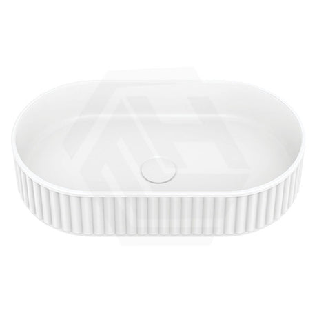 550x340x120mm Fienza Minka Oval Solid Surface Above Counter Basin Matt White
