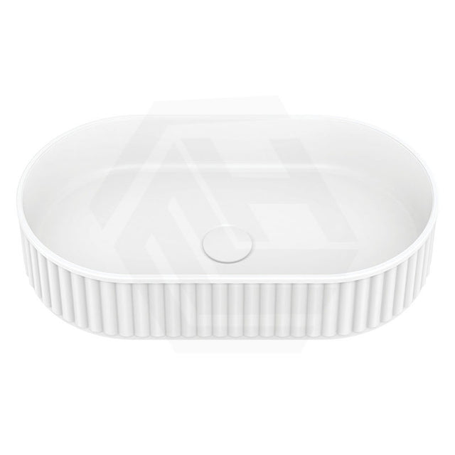 550x340x120mm Fienza Minka Oval Solid Surface Above Counter Basin Matt White