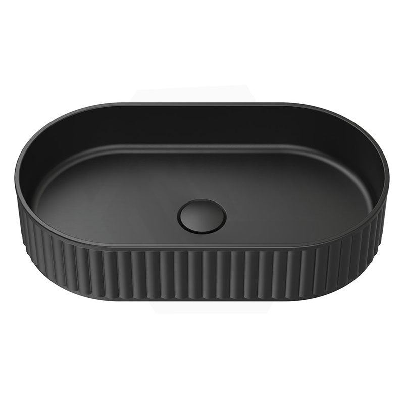 550x340x120mm Fienza Minka Oval Solid Surface Above Counter Basin Matt Black
