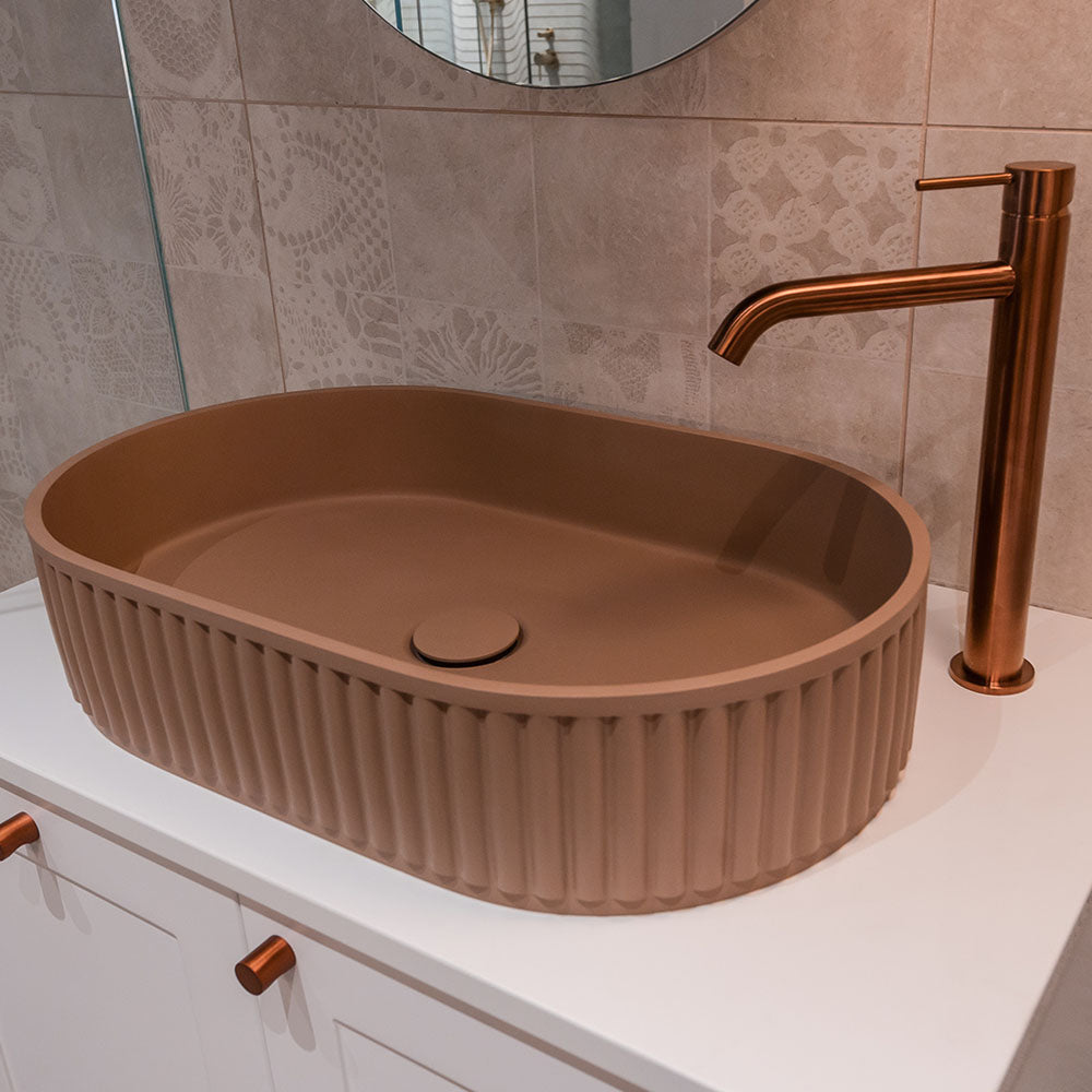 550x340x120mm Fienza Minka Oval Solid Surface Above Counter Basin In Various Colour