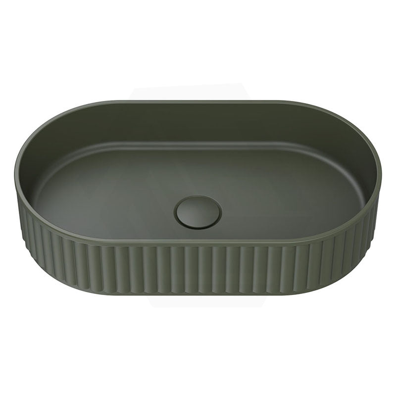 550x340x120mm Fienza Minka Oval Solid Surface Above Counter Basin Forest Green