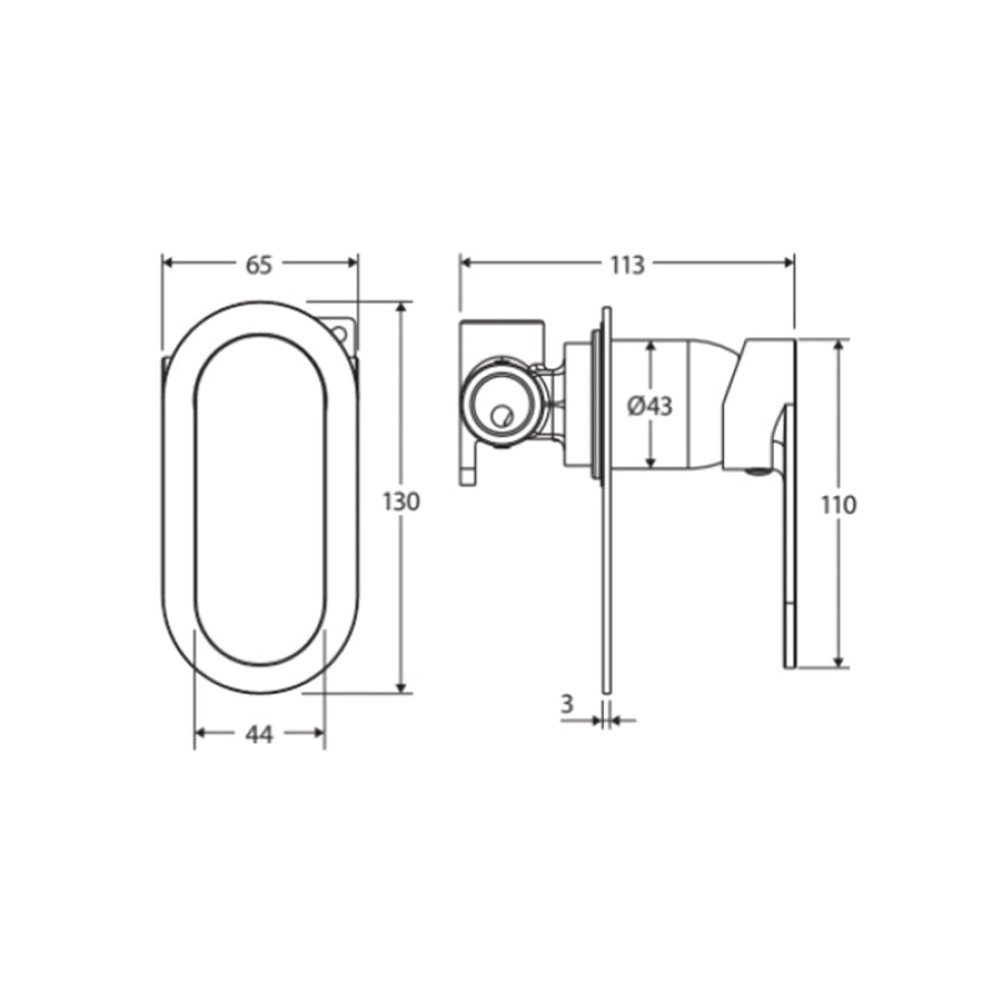 Fienza Empire Slim Oval Plate Wall Mixer Dress Kit Only Variant Colour Available