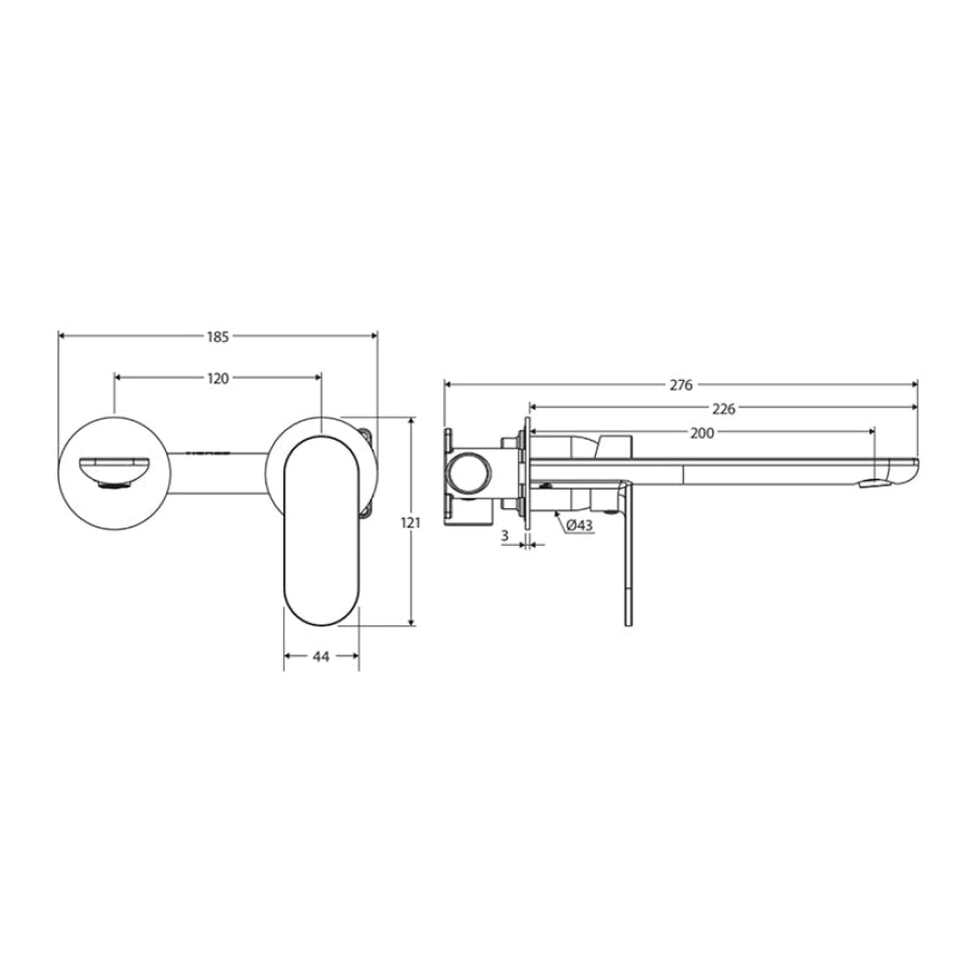 Fienza Empire Slim 160/200mm Outlet Round Plates Basin/Bath Wall Mixer Set Dress Kit Only Variant Colour Available
