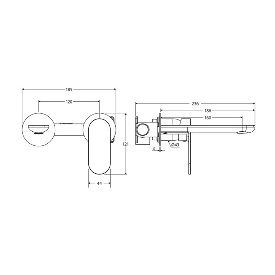 Fienza Empire Slim 160/200mm Outlet Round Plates Basin/Bath Wall Mixer Set Dress Kit Only Variant Colour Available